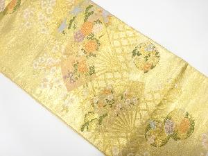 扇に松竹梅・花模様織出し袋帯